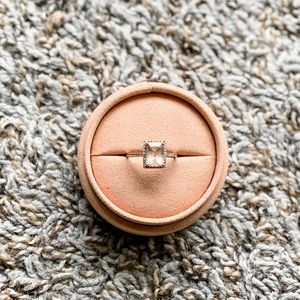 Emerald-Cut Morganite & Diamond Ring 14K Rose Gold